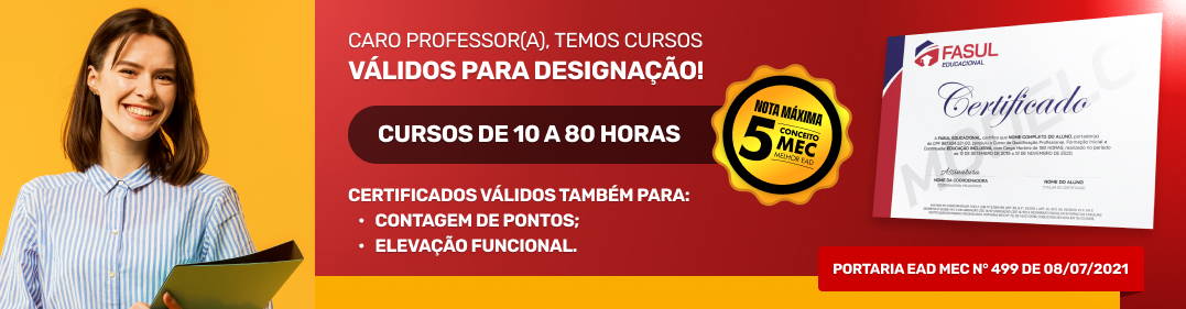 Cursos válidos para Designação de Professores