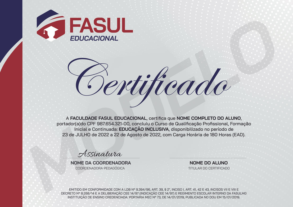 Certificado Cursos Online - Brasil frente