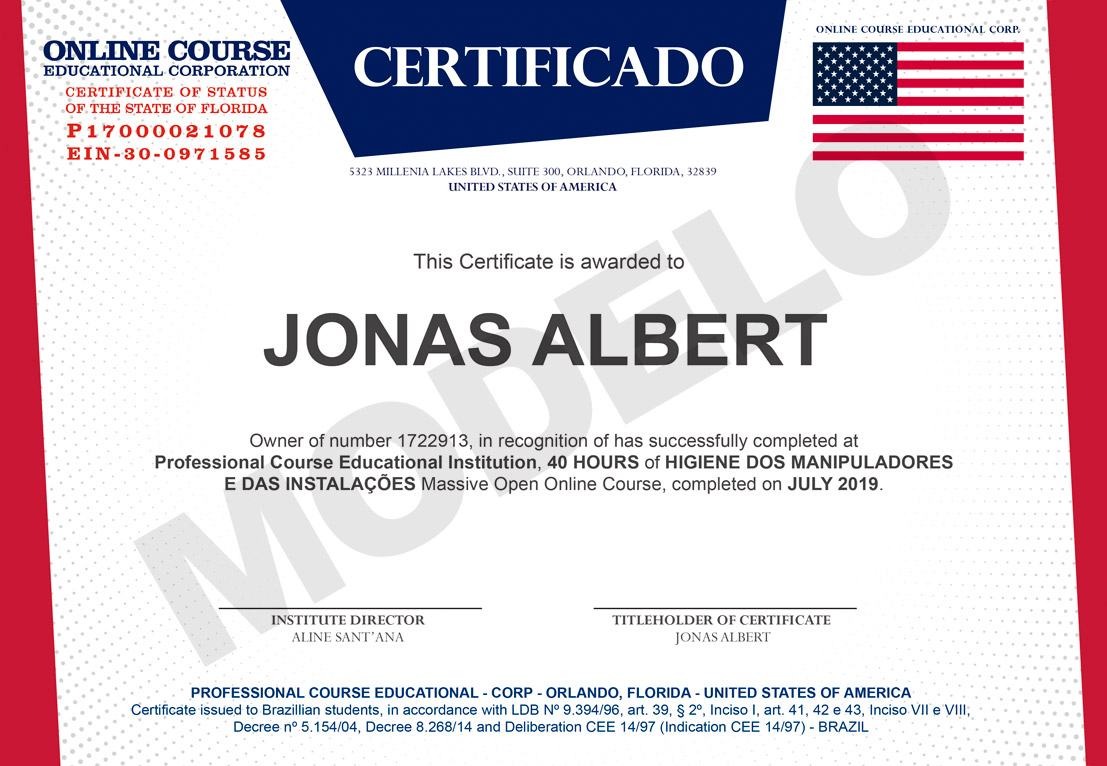 Certificado Online Course Educational - Corp.